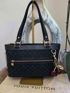 Louis Vuitton Mini Lucille PM Monogram Navy Shoulder Bag Vintage